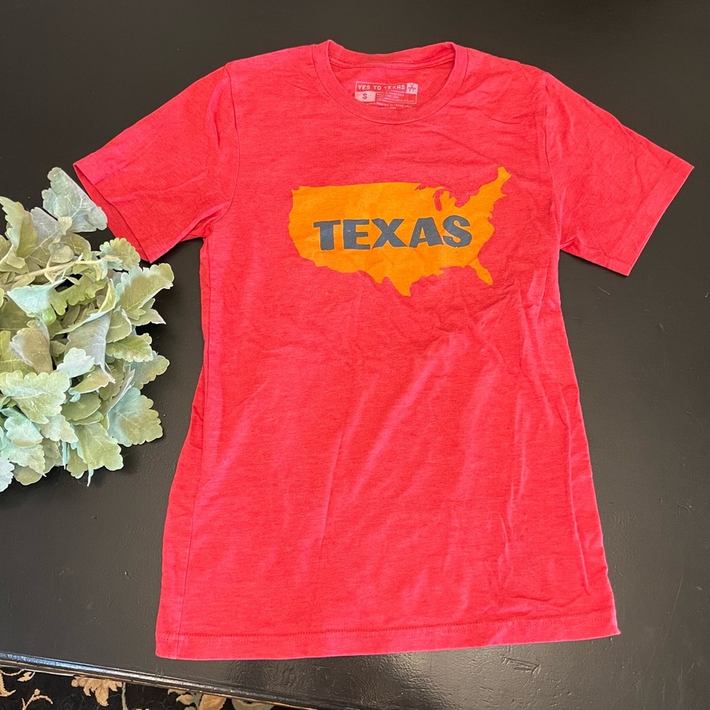 Yes To Texas United States Of Texas Red Orange Graphic Tee Shirt Sz S TXhumor